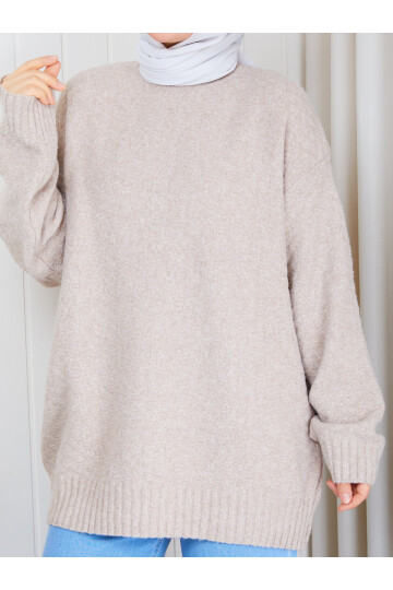 0965 Oversize Salaş Triko Kazak – Krem