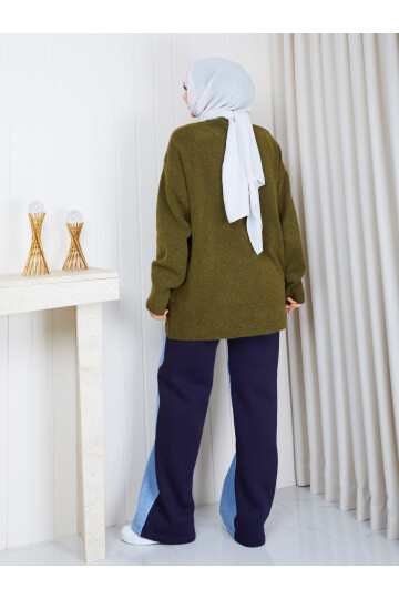 0966 Oversize Salaş Triko Kazak – Haki