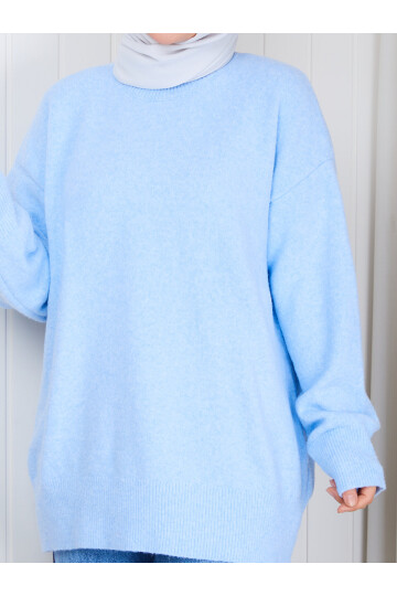 0967 Oversize Salaş Triko Kazak – Bebe Mavisi