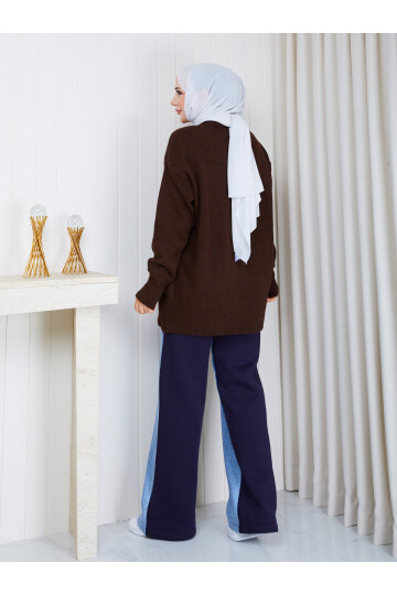 0968 Oversize Salaş Triko Kazak – Çikolata Kahve