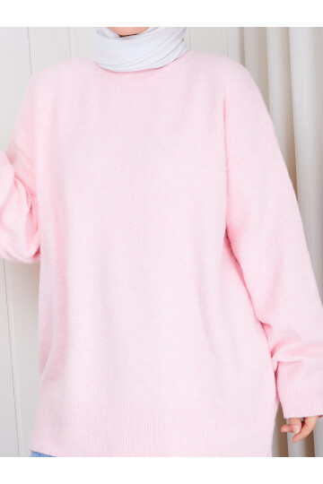 0969 Oversize Salaş Triko Kazak – Pudra Pembe