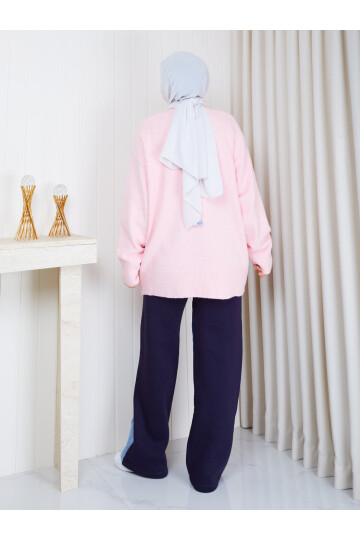 0969 Oversize Salaş Triko Kazak – Pudra Pembe