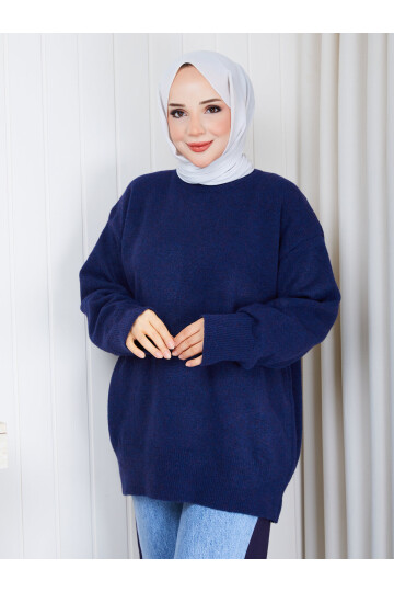 0970 Oversize Salaş Triko Kazak – Lacivert