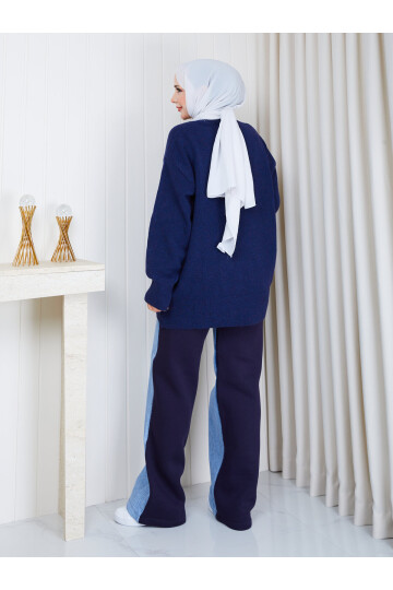 0970 Oversize Salaş Triko Kazak – Lacivert