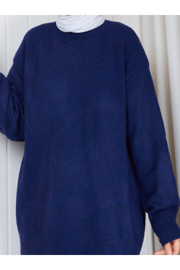 0970 Oversize Salaş Triko Kazak – Lacivert