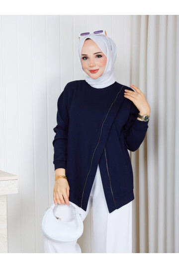1114 Fermuar Detaylı Oversize Oysho Sweat-Lacivert