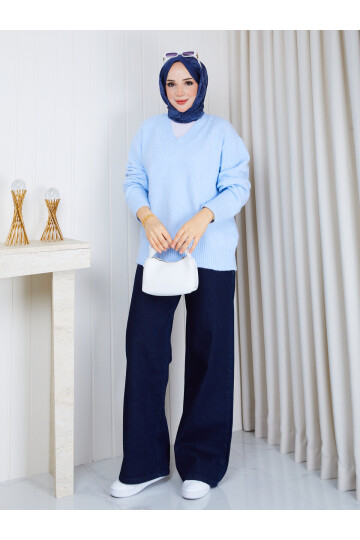 1235 V Yaka Basic Triko Kazak – Bebe Mavisi