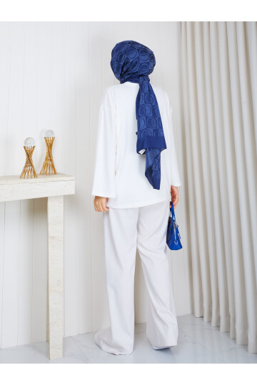 1901 Premium Oysho Kumaş Salaş Kesim Bisiklet Yaka Tunik-Ekru