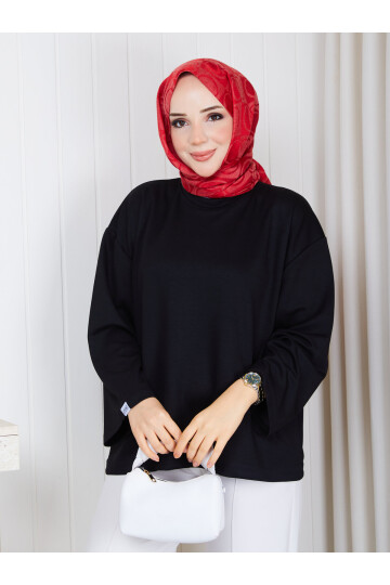 1902 Premium Oysho Kumaş Salaş Kesim Bisiklet Yaka Tunik – Siyah
