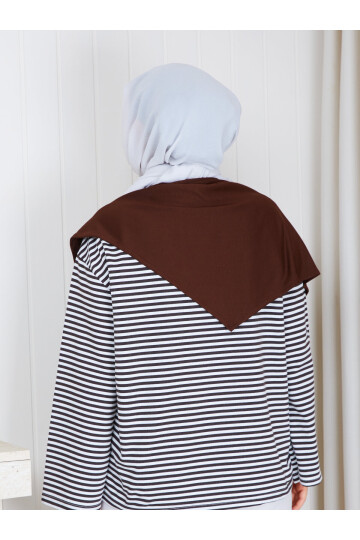 2828 Şal Detaylı Çizgili Oysho Kumaş Sweat – Kahve-Beyaz çizgili