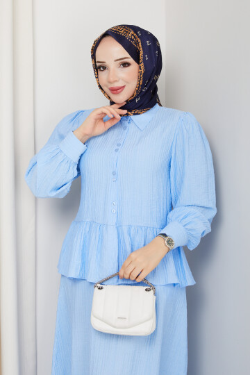 ADELYA FIRFIRLI ETEKLİ TAKIM-BEBE MAVİ