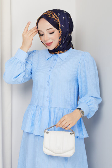 ADELYA FIRFIRLI ETEKLİ TAKIM-BEBE MAVİ