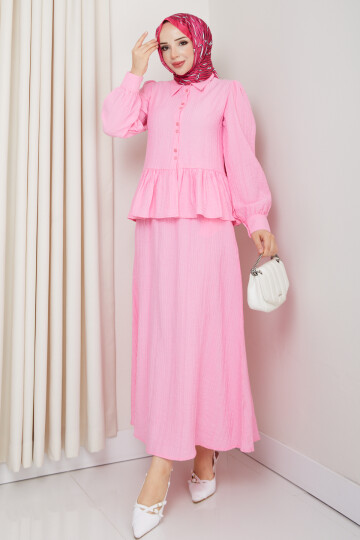 ADELYA FIRFIRLI ETEKLİ TAKIM-PEMBE