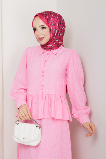 ADELYA FIRFIRLI ETEKLİ TAKIM-PEMBE
