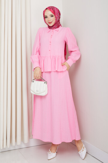ADELYA FIRFIRLI ETEKLİ TAKIM-PEMBE