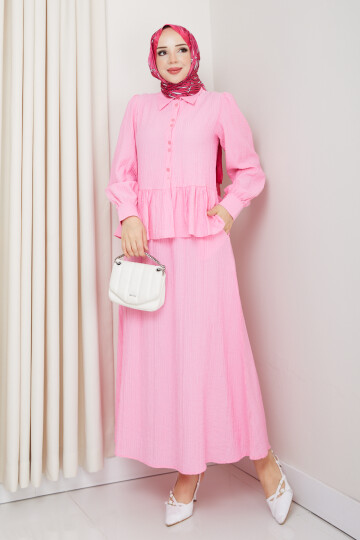 ADELYA FIRFIRLI ETEKLİ TAKIM-PEMBE