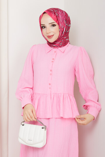 ADELYA FIRFIRLI ETEKLİ TAKIM-PEMBE
