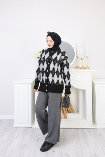 BAKLAVA DESEN HIRKA KOMBİN -SİYAH