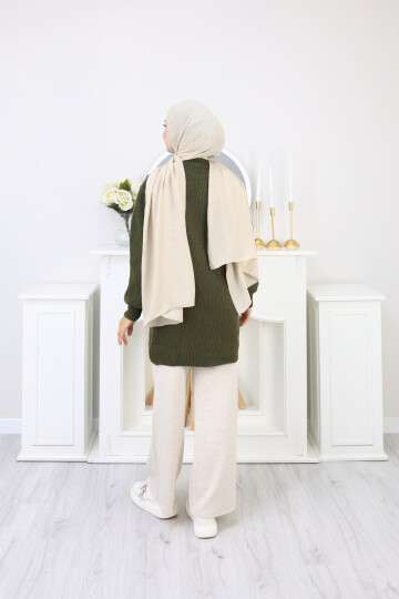 BALON KOL DÜZ KAZAK -HAKİ