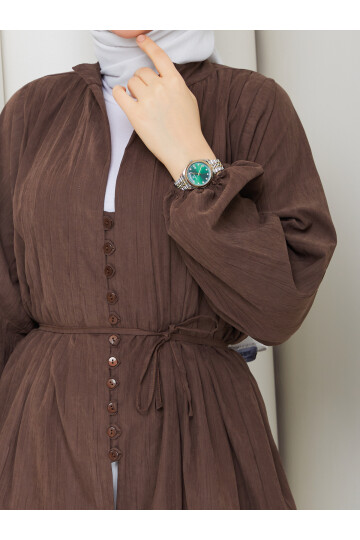 ÇİLEK NERVÜRLÜ GÖMLEK - ACI KAHVE