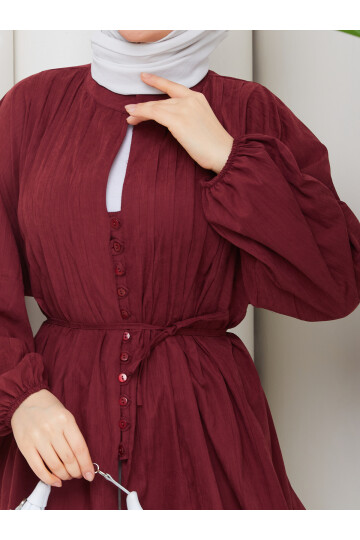 ÇİLEK NERVÜRLÜ GÖMLEK - BORDO