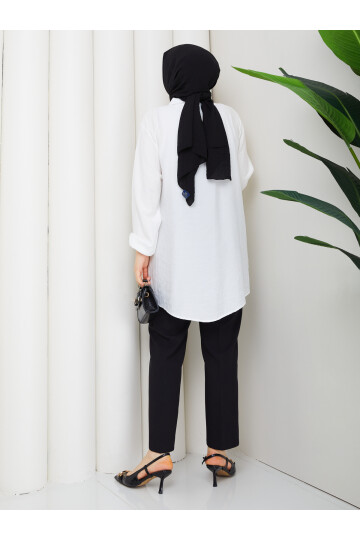 ÇİLEK YAN BAĞLAMALI GÖMLEK - BEYAZ