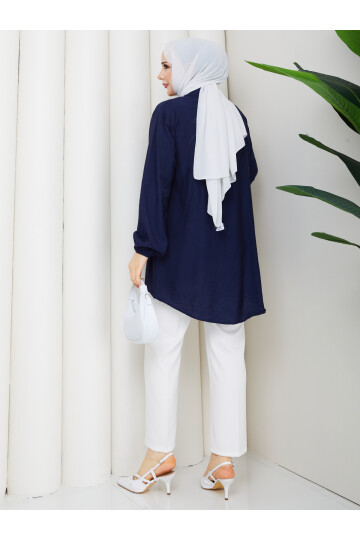 ÇİLEK YAN BAĞLAMALI GÖMLEK - LACİVERT