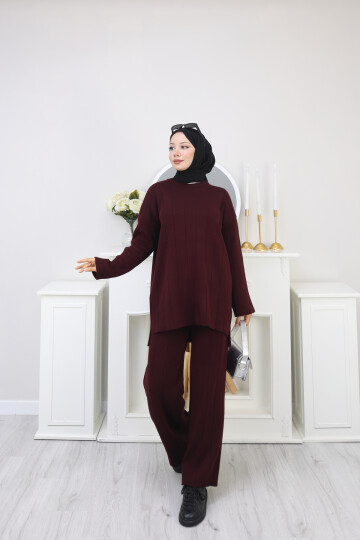 KALIN FİTİLLİ TRİKO  TAKIM -BORDO