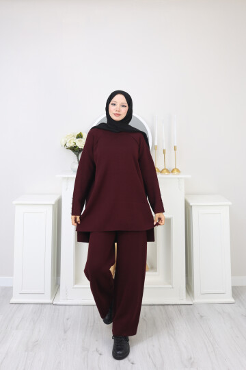 ÇIMALI TRİKO TAKIM-BORDO
