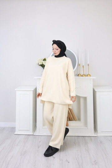 ÇIMALI TRİKO TAKIM-KREM