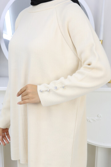 ÇIMALI TRİKO TAKIM-KREM