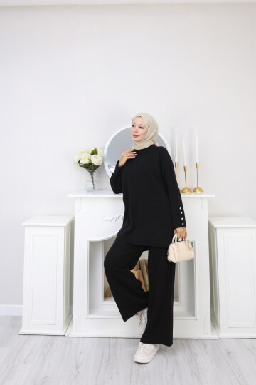 ÇIMALI TRİKO TAKIM-SİYAH