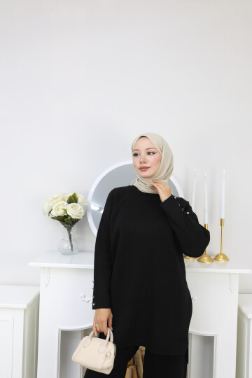 ÇIMALI TRİKO TAKIM-SİYAH