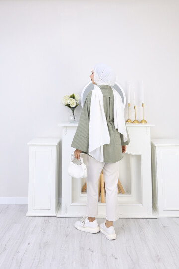 ÇİZGİLİ SÜET GÖMLEK - YEŞİL