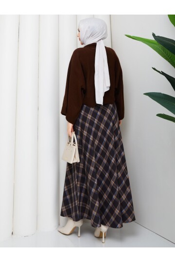 EKOSELİ ETEK CROP KAZAK KOMBİN - ACIKAHVE