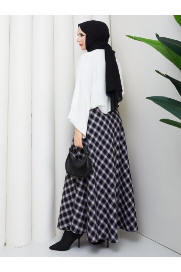 EKOSELİ ETEK CROP KAZAK KOMBİN - BEYAZ