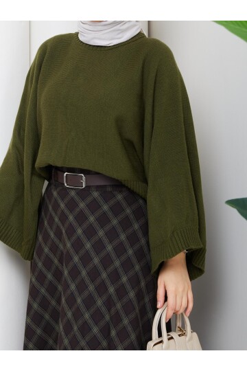 EKOSELİ ETEK CROP KAZAK KOMBİN - YEŞİL