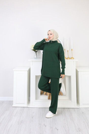 FERMUAR DETAY TRİKO TAKIM - YEŞİL