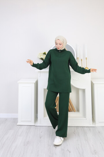 FERMUAR DETAY TRİKO TAKIM - YEŞİL