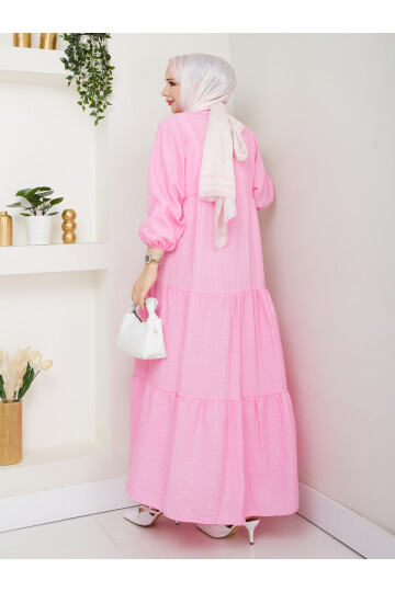 GOFRE ELBİSE-PEMBE