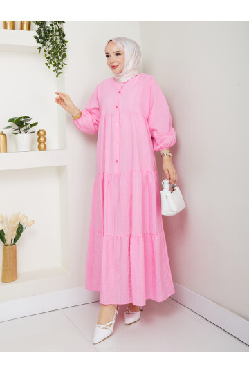 GOFRE ELBİSE-PEMBE