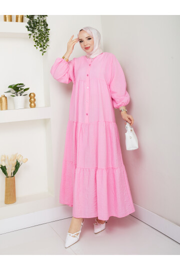 GOFRE ELBİSE-PEMBE
