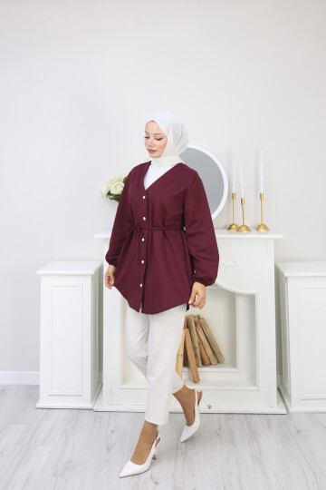 İP BAĞLAMALI SCUBA CEKET - BORDO