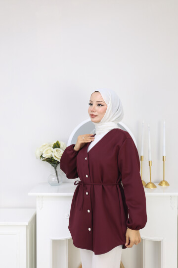 İP BAĞLAMALI SCUBA CEKET - BORDO