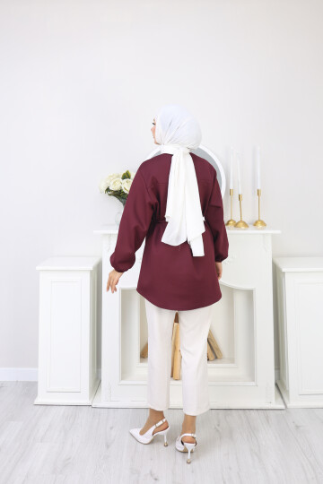 İP BAĞLAMALI SCUBA CEKET - BORDO