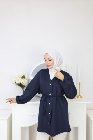 İP BAĞLAMALI SCUBA CEKET - LACİVERT