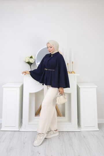 KISA  KEMERLİ PANÇO -LACİVERT