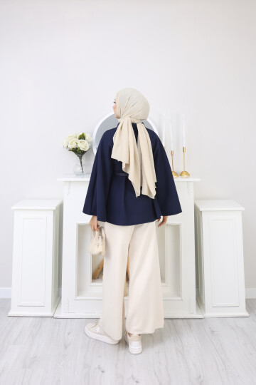 KISA  KEMERLİ PANÇO -LACİVERT