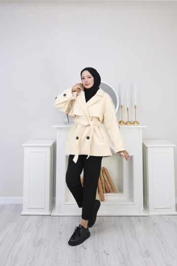 KISA TASARIM KABAN -KREM