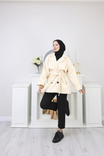 KISA TASARIM KABAN -KREM